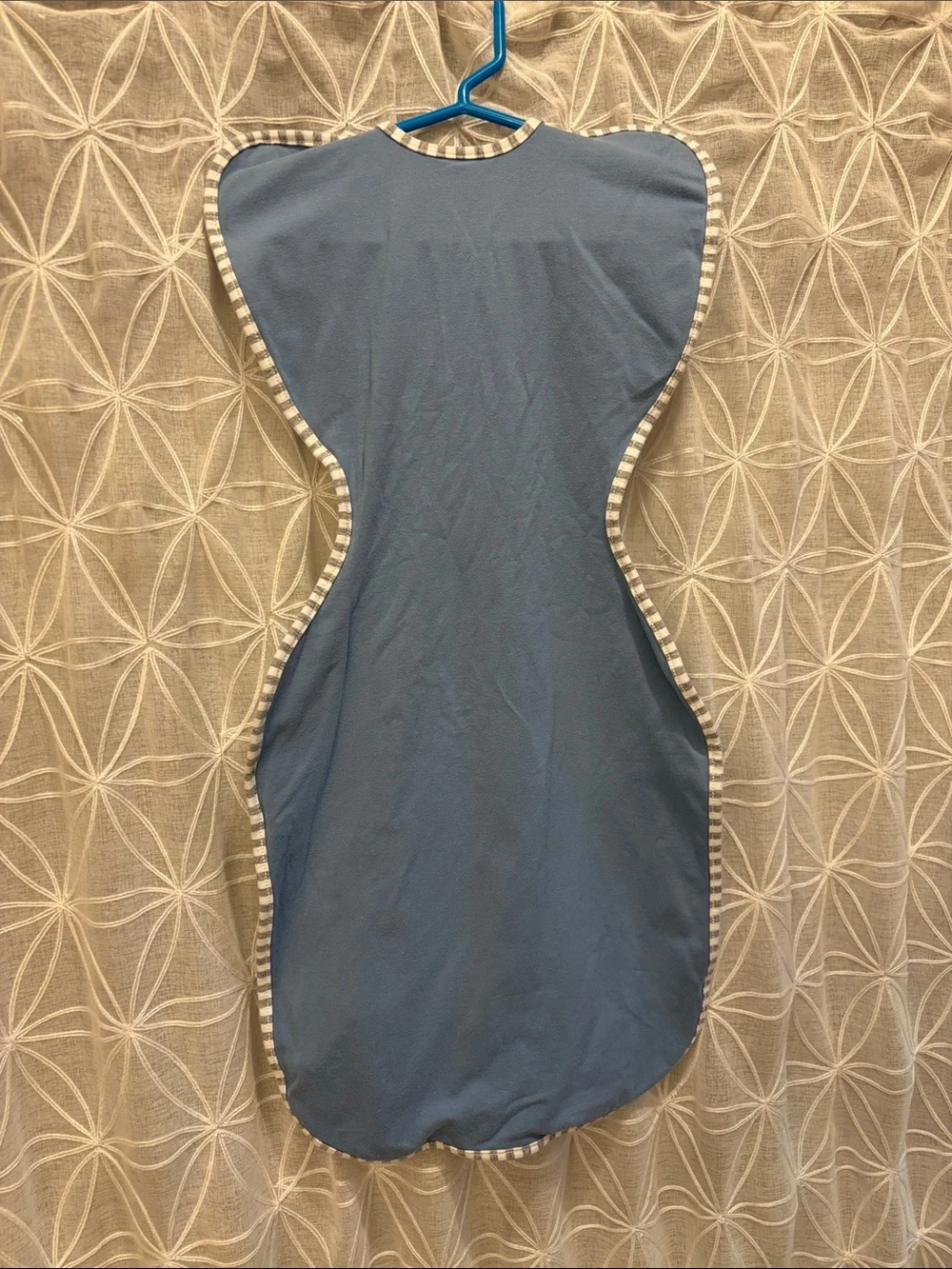 Love to dream Blue Zippered Swaddle Sleep Sack with Striped Trim